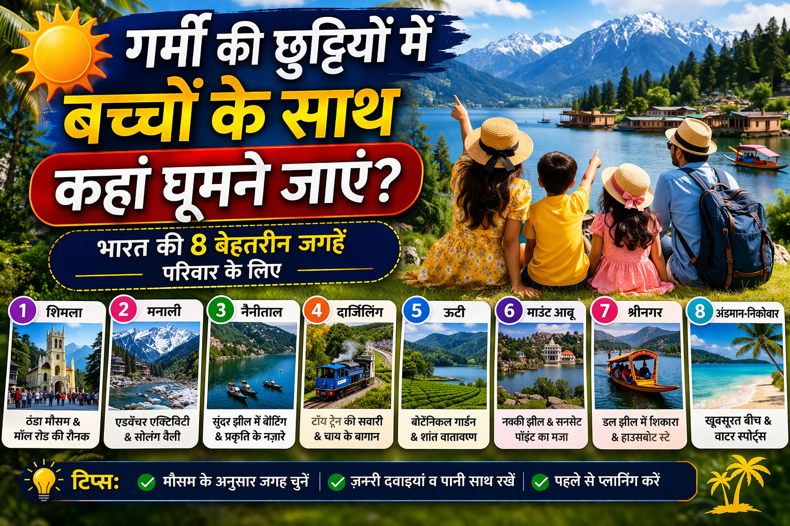 गर्मी की छुट्टियों में बच्चों के साथ कहां घूमने जाएं? भारत की ये 8 जगहें फैमिली ट्रिप के लिए हैं सबसे बेहतरीन